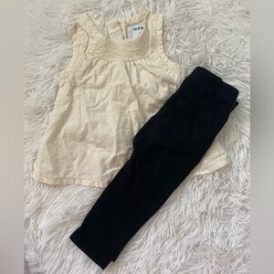 Old Navy Cream Top and Black Pants Set